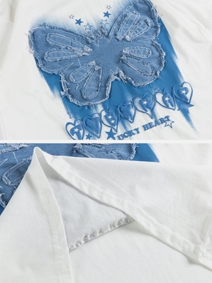 Blanche  T Shirts Aelfric Eden Butterfly Patch Print Tee - TYC-5391840